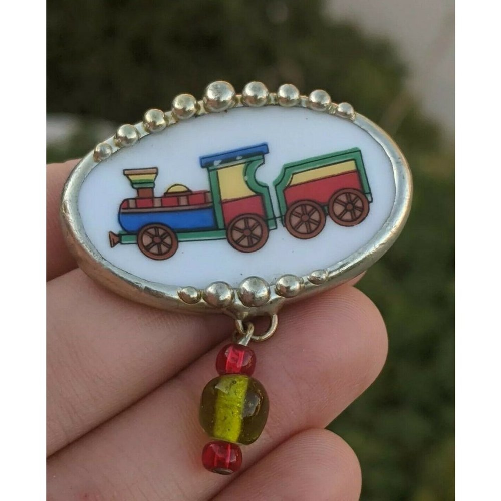 Carrigan '06 Train Broken China Pin + Pendant